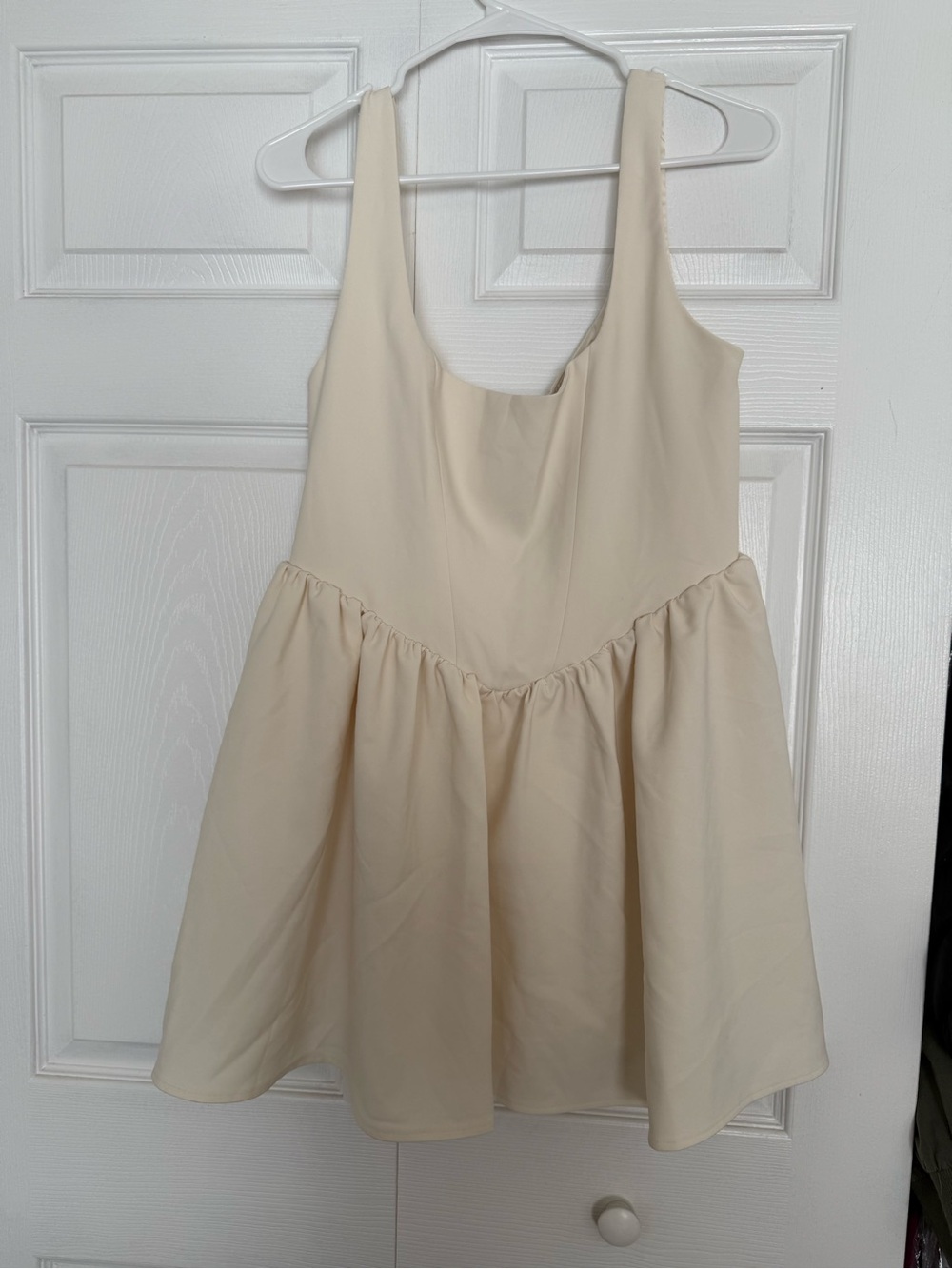 More to come Sleeveless Cream Scoop-Neck Mini Dress